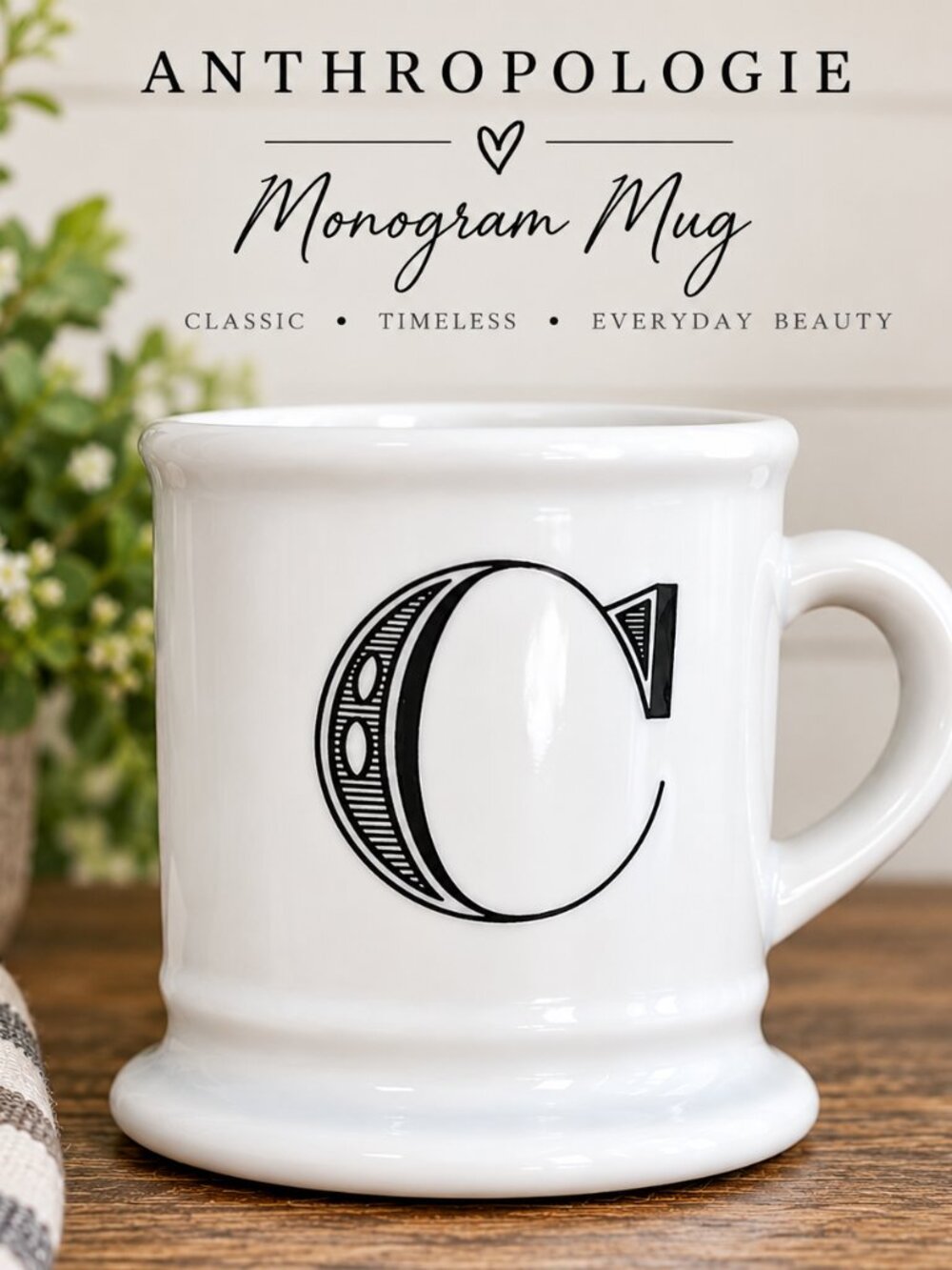 Anthropologie "C" monogram mug
